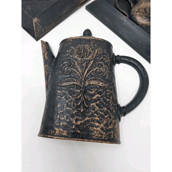 Vintage HOMCO COPPERCO Kitchen Wall Plaque 70s Coffee Pot Tea Kettle Hummingbird - Picture 3 of 14